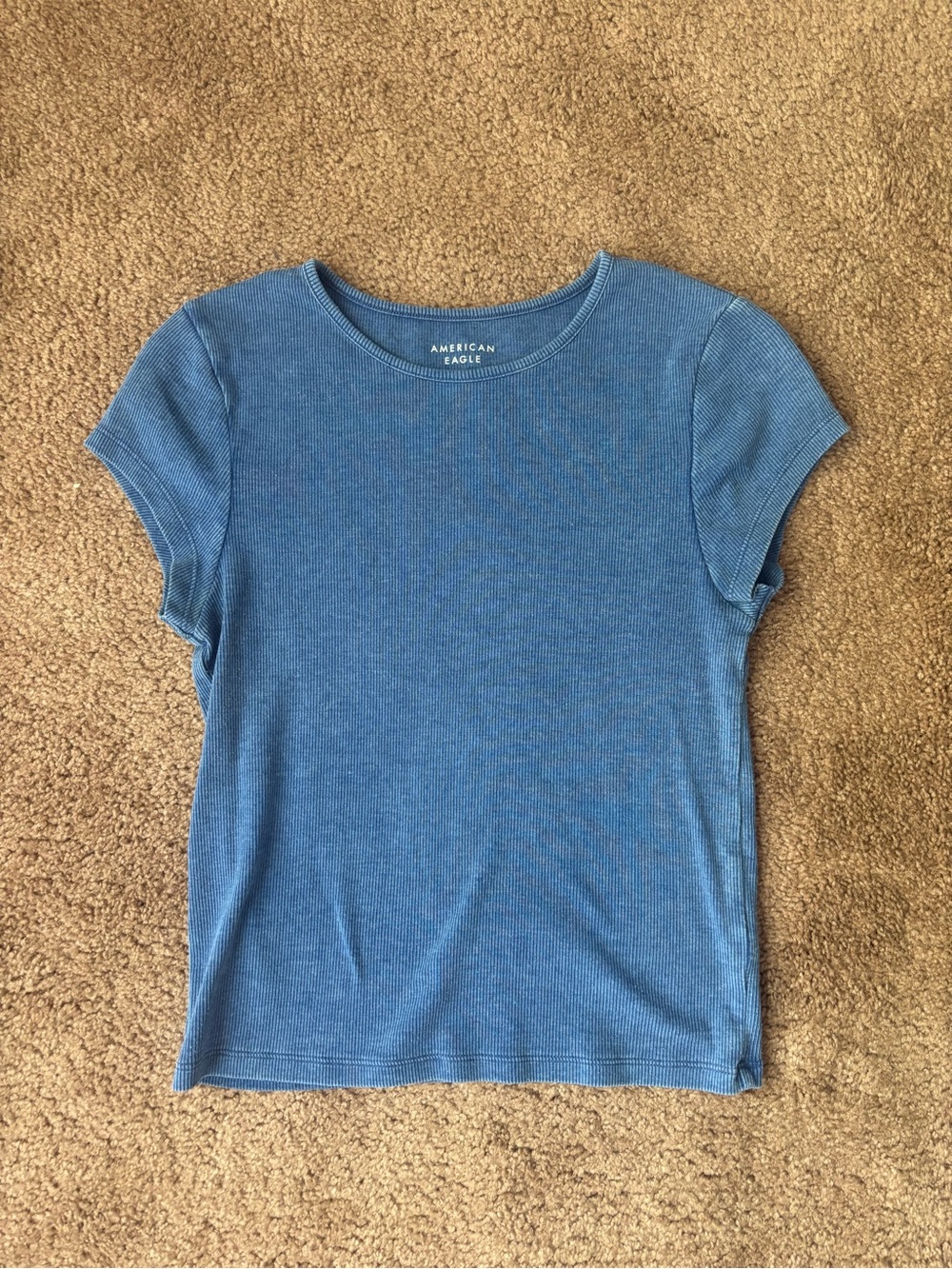 Women’s Medium Blue Ribbed American Eagle Tee